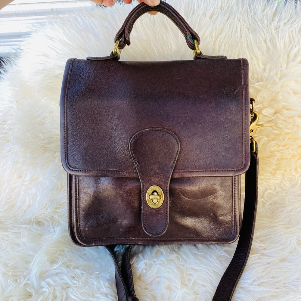 COACH station bag 5170 crossbody chocolate brown leather